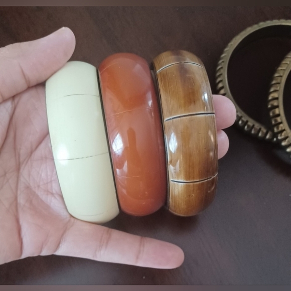 Multi Color Seed Beaded Hoop Earrings & Ethiopian Mixed bracelets Set - Picture 6 of 9